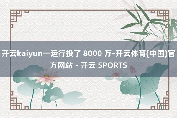 开云kaiyun一运行投了 8000 万-开云体育(中国)官