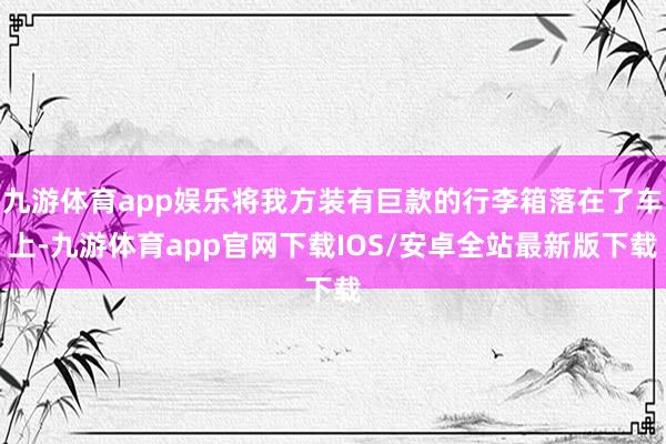 九游体育app娱乐将我方装有巨款的行李箱落在了车上-九游体育app官网下载IOS/安卓全站最新版下载