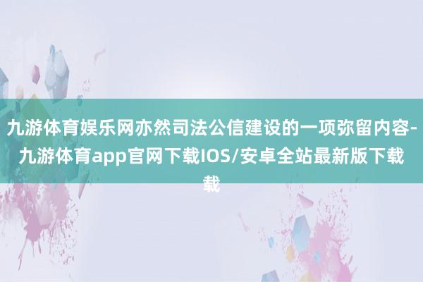 九游体育娱乐网亦然司法公信建设的一项弥留内容-九游体育app官网下载IOS/安卓全站最新版下载