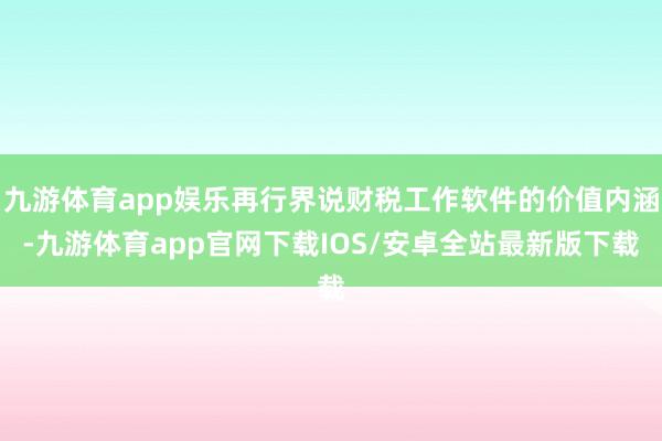 九游体育app娱乐再行界说财税工作软件的价值内涵-九游体育app官网下载IOS/安卓全站最新版下载